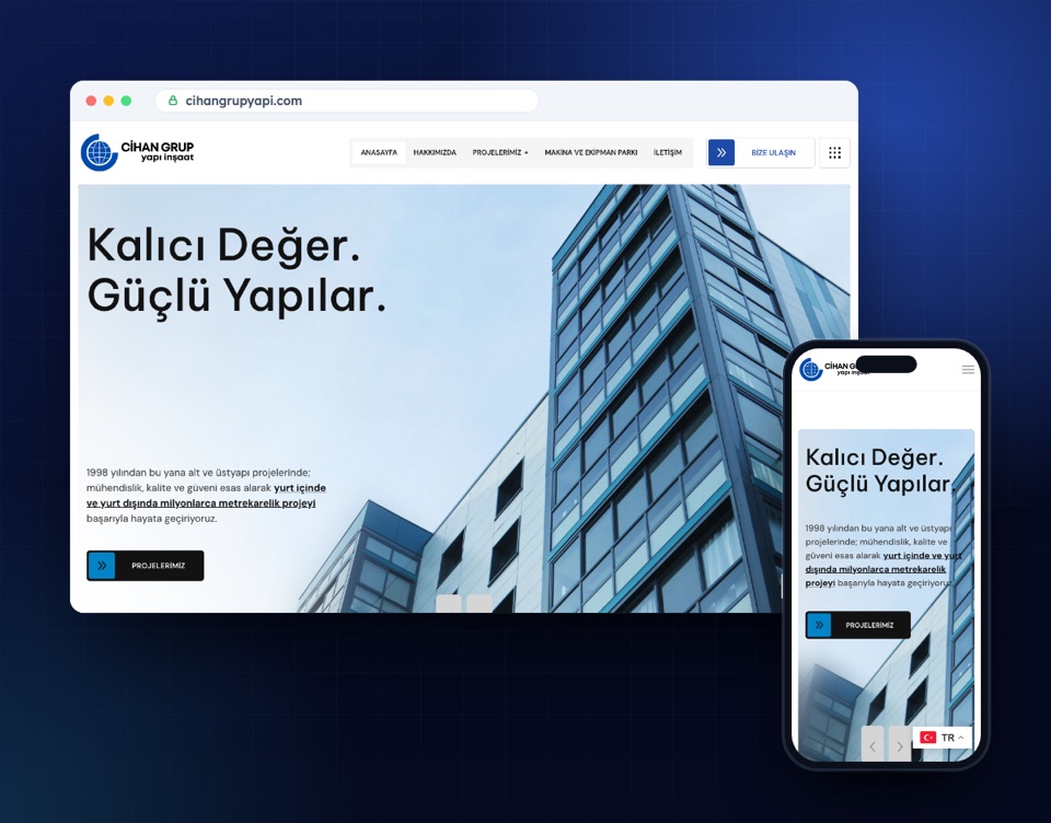 cihangrupyapi.com web sitesinin masaüstü ve mobil görünümü