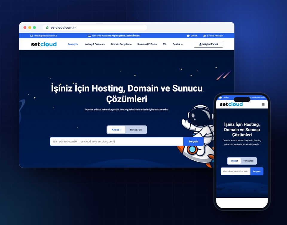 setcloud.com.tr web sitesinin masaüstü ve mobil görünümü